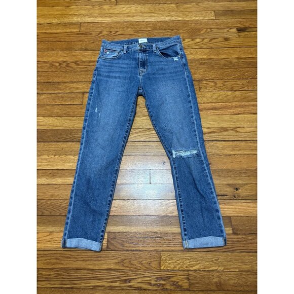 Hudson Womens Jeans Sz 27 Blue Natalie Boyfriend Ankle Stretch Denim 29x26 Cuff - Picture 1 of 7